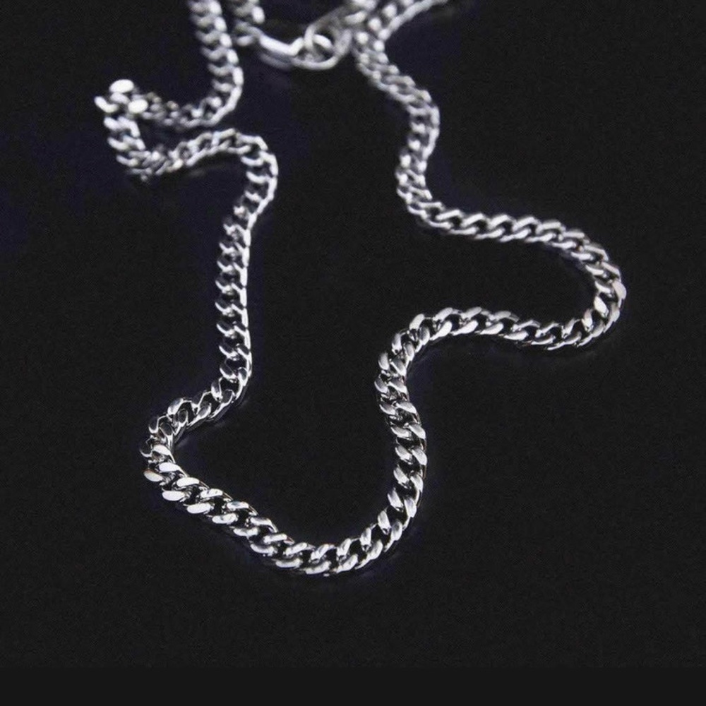 Silver Micro Cuban Necklace 16” - 14k White Gold Polish over Stainless Steel